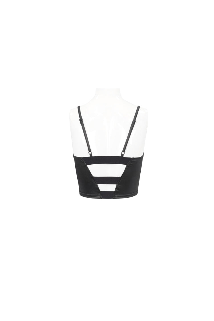 Black Knit Panel Mesh Metal Buckle Rope Adjustable Women's Gothic Camisole - Product - 8