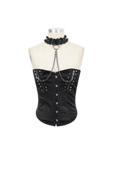 Black Leather Lace Necklace Metal Chain Rivet Women's Punk Corset Set - Product - 5
