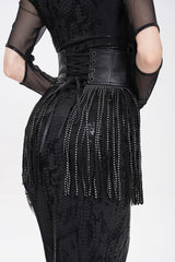 Black Lace Tassels Lace-Up Slim Buckled Women's Gothic Corset - Product - 10