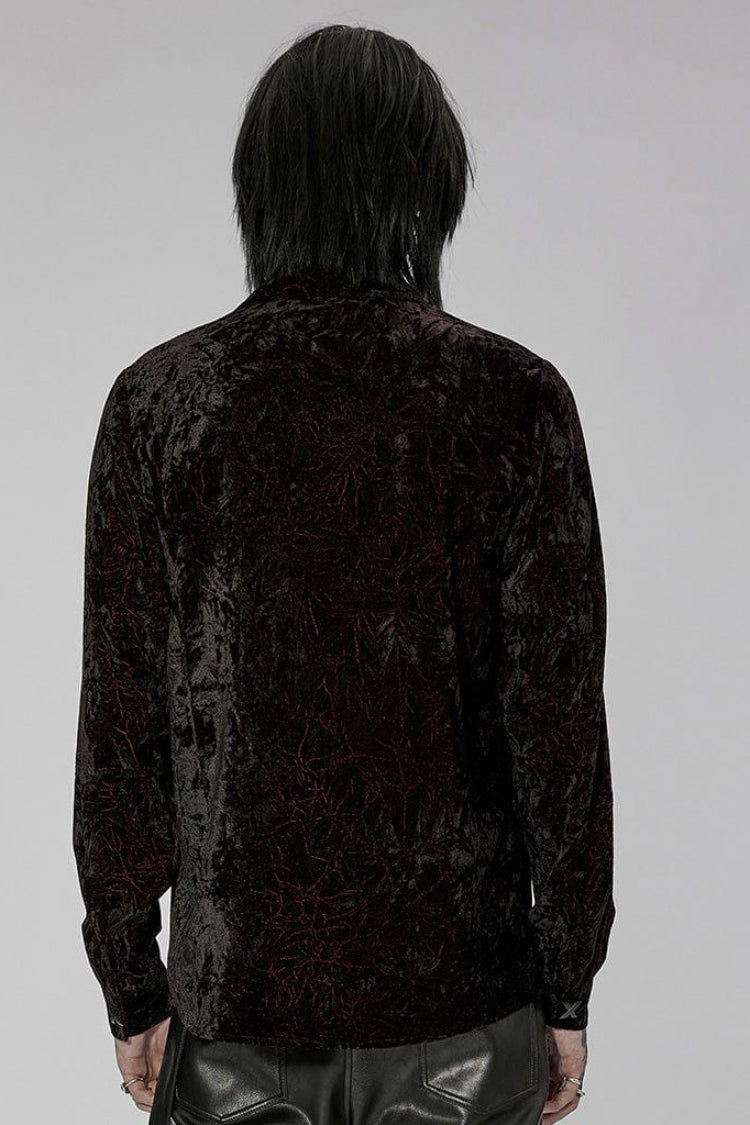 Men's Stand Collar Long Sleeves Metal Buckle Detachable Chain Steampunk Blouse 2 Colors - Product - 7
