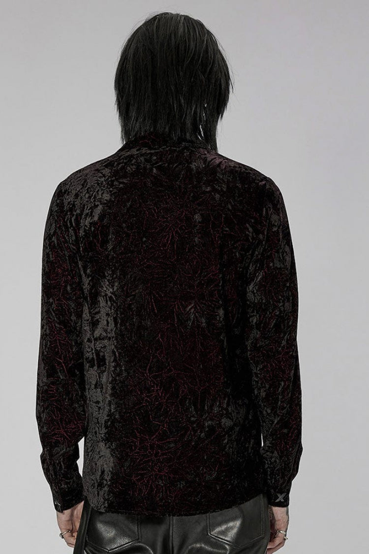 Men's Stand Collar Long Sleeves Metal Buckle Detachable Chain Steampunk Blouse 2 Colors - Product - 7