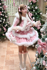 Pink [Holiday] Double-Layered Bowknot Sweet Princess Lolita Strapless Dress - Product - 3