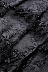 Black Sleeveless Lace-Up Women's Gothic Lace Multi-Layered High/Low Slip Wedding Graduation Dress - Product - 21