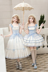 Ivory [Sea Salt Iced Tea] Square Collar Short Sleeves Ruffle Fishbone Sweet Lolita Short Dress - Product - 9