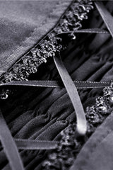 Black Sexy Off Shoulder Lace Long Sleeves Lace-Up Women's Gothic Graduation Dress - Product - 13