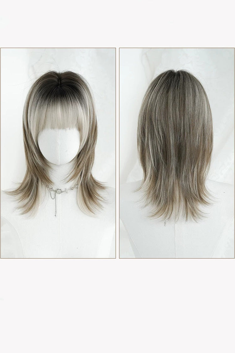 Ombre Wolf Cut Samurai Style Clavicle‑Length Sweet Lolita Full Wig 2 Colors - Product - 10