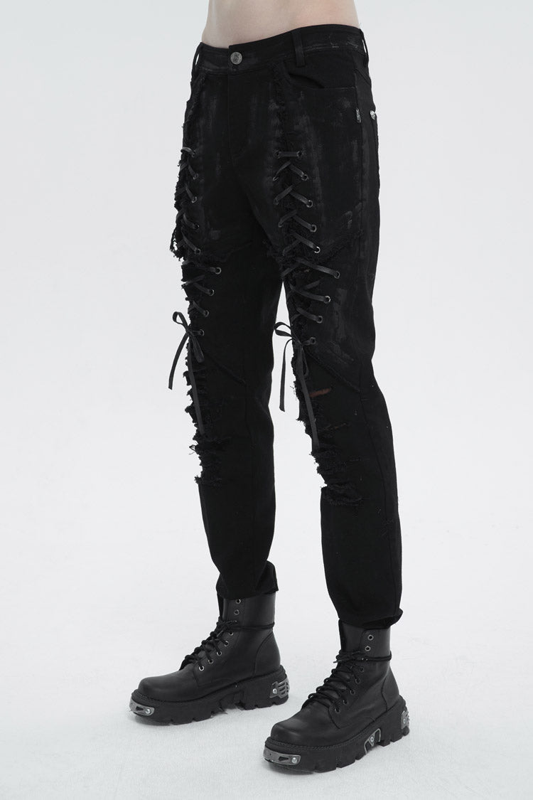 Black Personalities Strappy Distressed Men's Punk Pants - Product - 3