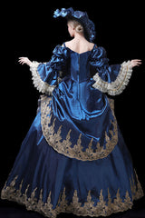 Trumpet Sleeves High Waisted Three Dimensional Flower Embroidery Print Victorian Lolita Prom Dress - Product - 3