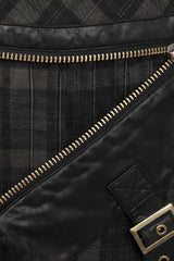 Black Plaid Print Ruffle Men's Steampunk Skirt - Product - 4
