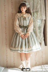 Forest Atlas Striped Print Bowknot Sweet Lolita Jumper Dress 3 Colors - Product - 6