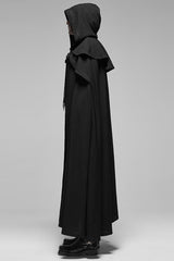 Black Punk Multilayer Lace Decoration Frenulum Simple Hooded Long Men's Cloak - Product - 3