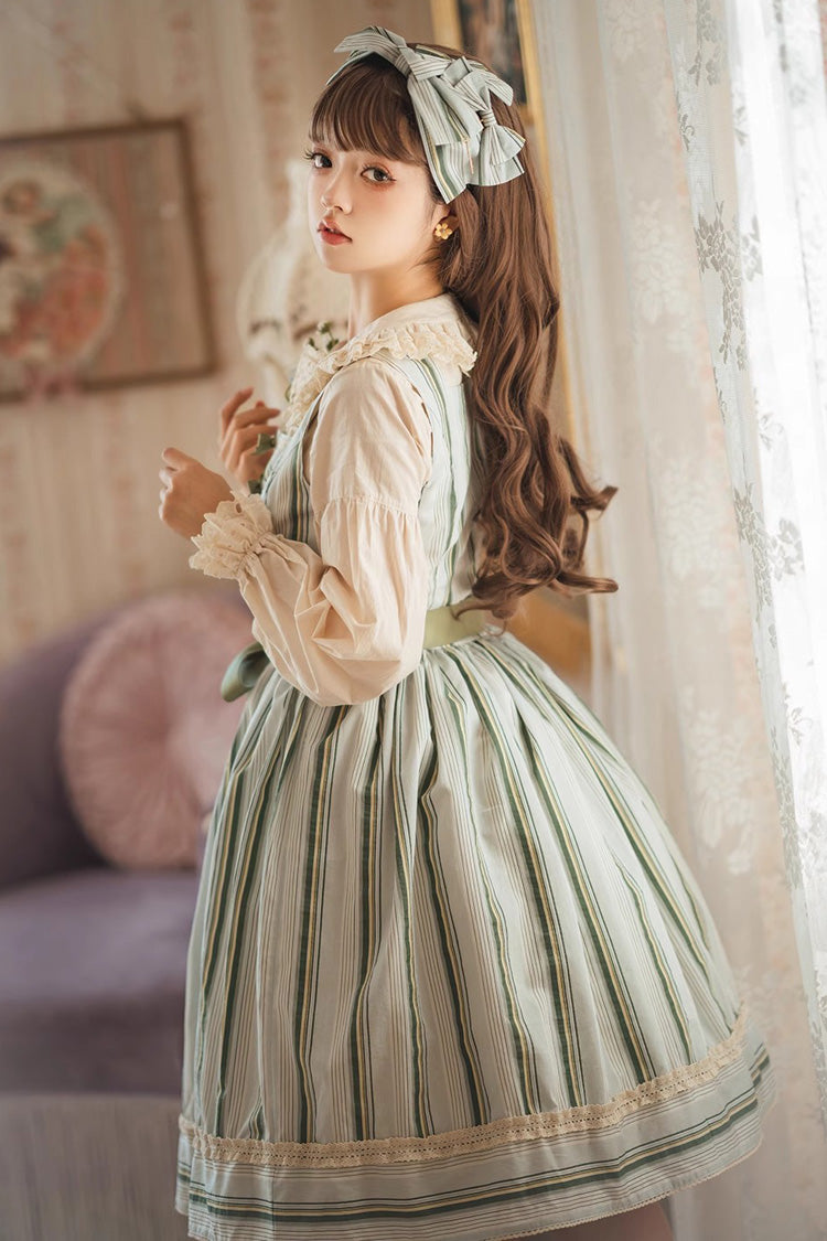 Forest Atlas Striped Print Bowknot Sweet Lolita Jumper Dress 3 Colors - Product - 9