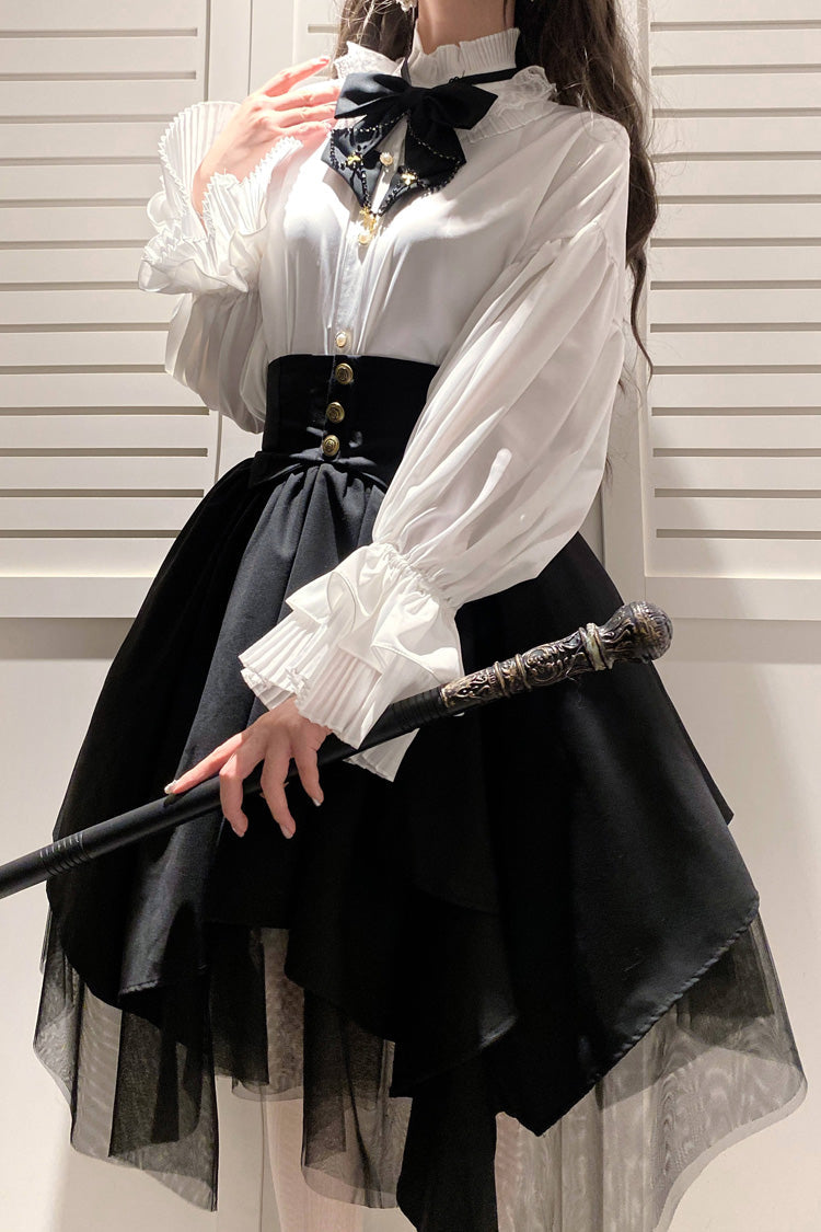Black Irregular Mesh Gothic Japanese Lolita Skirt - Product - 3