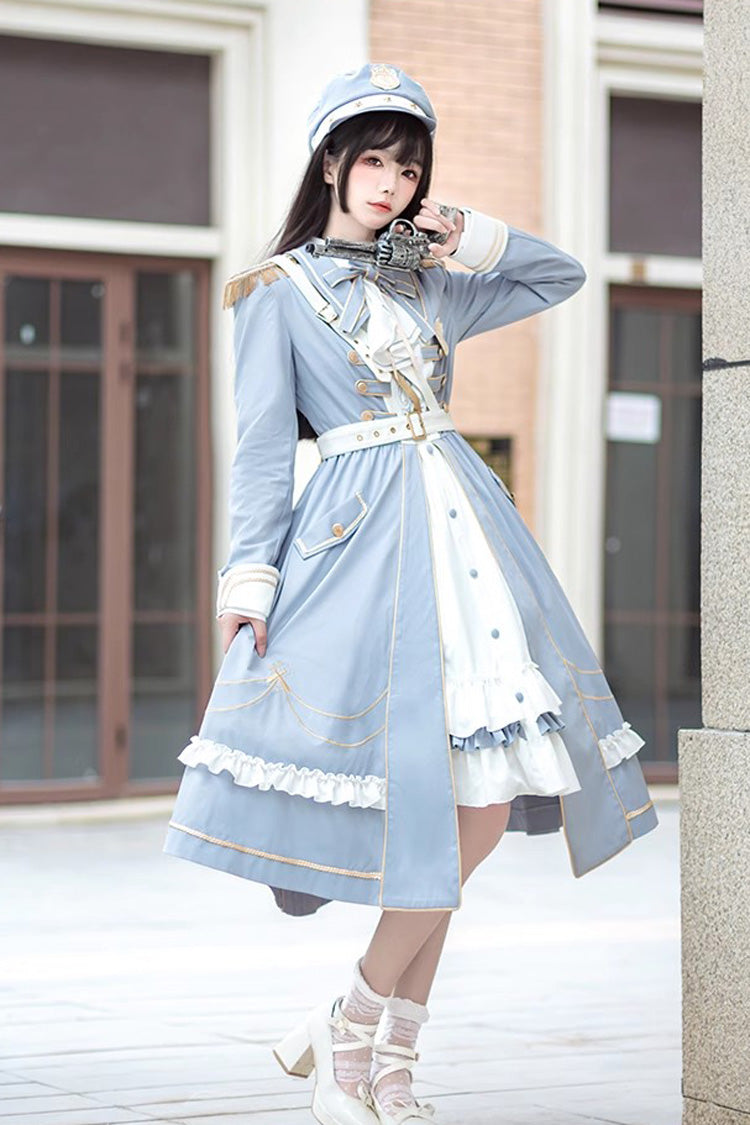 Blue Star Ocean Fantasy Cardigan Bowknot Sweet Military Elegant Lolita Dress - Product - 3