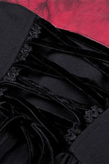 Black/Red Sleeveless Bowknot Lace-Up Double-Layered Frilly Women's Gothic Slip Graduation Dress - Product - 18