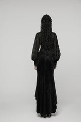 Black Printed Cut-Out Embroidered Lace Slim Irregular Women's Gothic Gorgeous Palace Cosplay Fishtail Skirt - Product - 5