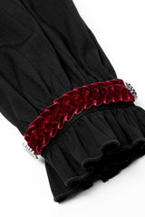 Black/Red Gothic High Collar Front Retro Metal Button Lantern Sleeve Men's Shirt - Product - 5