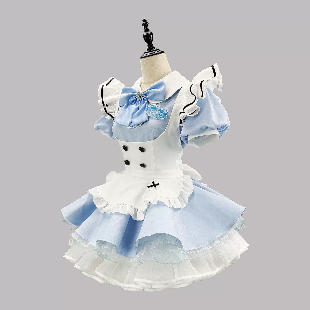 Cute Maid Lolita Dress with Heart Buttons and Bow Charm - view 12