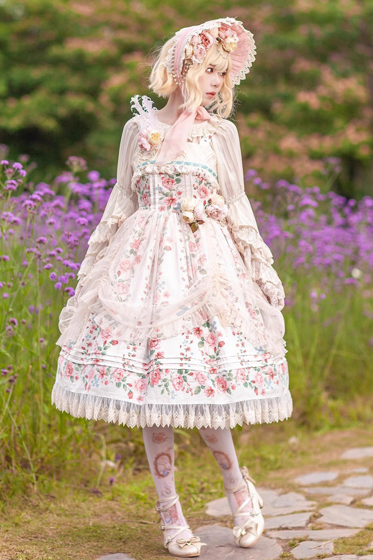 Apricot Rose Morning Dew Print Sweet Elegant (Dress Only) detail view 3