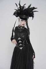 Black Lace-Up Slim Irregular Zippered Women's Punk Corset - Product - 9