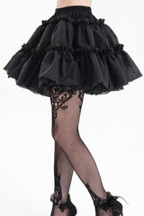 Black Bubble Ruffle Mesh Women's Gothic Skirt - Product - 7
