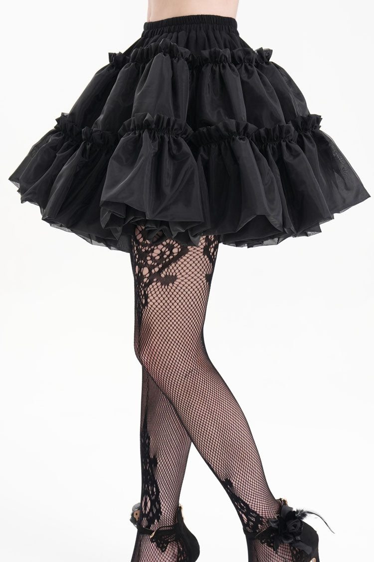 Black Bubble Ruffle Mesh Women's Gothic Skirt - Product - 7