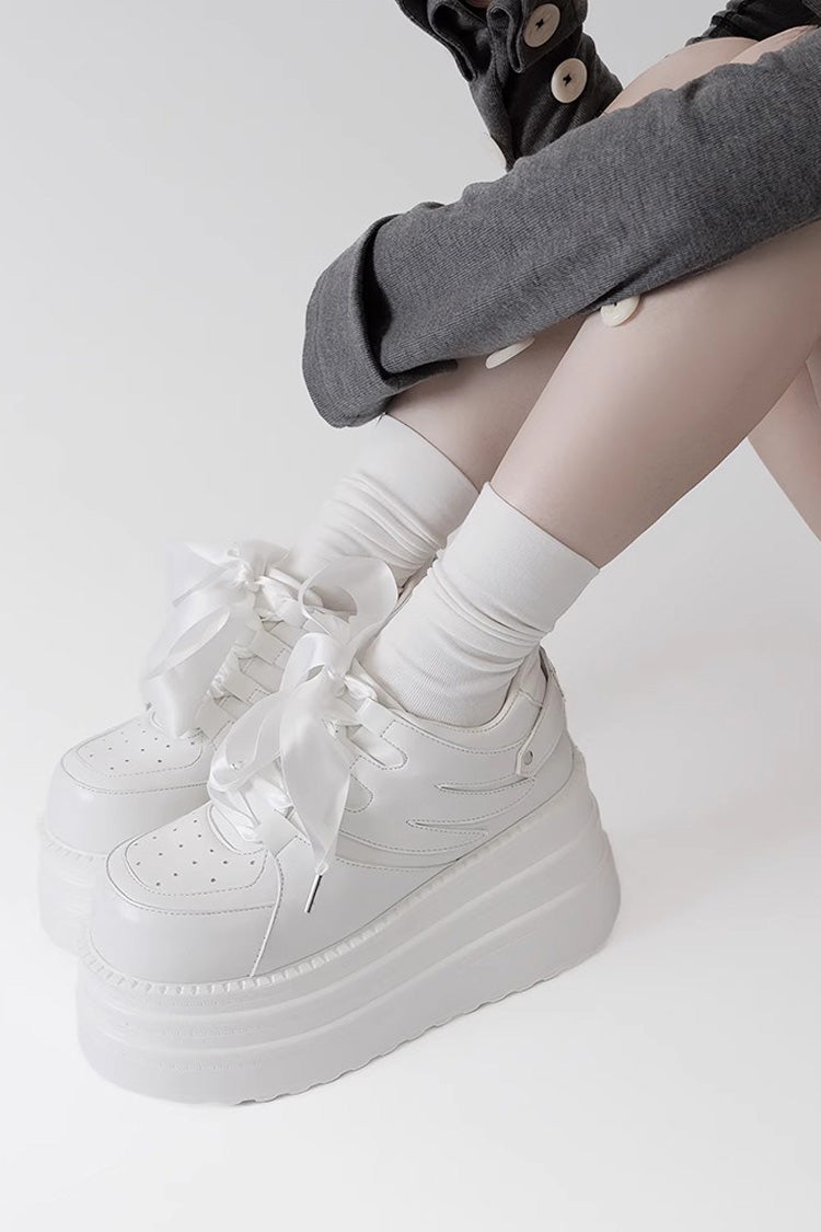 College Lace-Up Sweet Jirai Kei Japanese Platforms Shoes 2 Colors - Product - 4