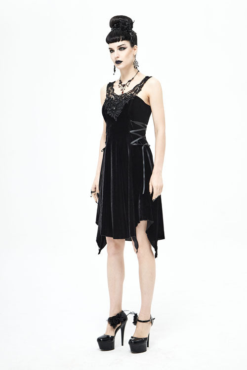 Black Sharp Angled Irregular Hem Gothic Dress - Product - 4