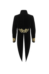 Black/Red Retro Totem Embroidered Swallow Tailed Men's Gothic Coat - Product - 8
