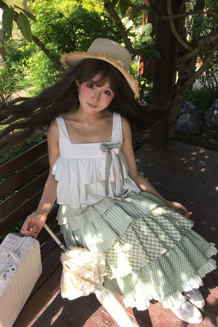 Green [Go To The Forest] Multi-Layered Print Ruffle Holiday Sweet Lolita Jsk Dress - Product - 18