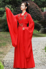 Red Hot Stamping Embroidery Women's Classic Chinese Style Hanfu Dress - Product - 3