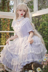 Purple Iris Love Multi-layer Jacquard Bowknot Sweet Elegant Princess Lolita OP Dress - Product - 3