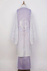 Purple Long Sleeves High Waisted Embroidery Sweet Chinese Style Hanfu Dress Full Set - Product - 9
