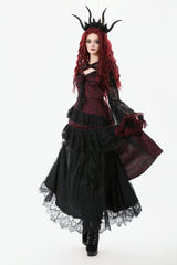 Black/Red Long Puff Flared Sleeves Floral Lace Women's Gothic Cape - Product - 2