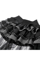 Black Women's Gothic Vintage Multi-Layered Ruffled Mesh Tail Skirt - Product - 15