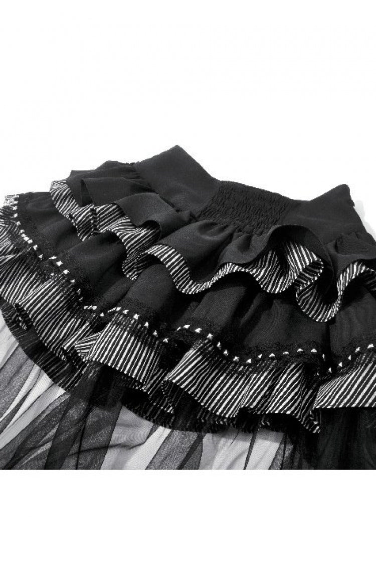 Black Women's Gothic Vintage Multi-Layered Ruffled Mesh Tail Skirt - Product - 15