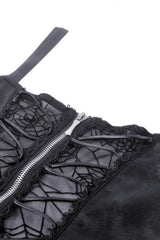 Black Cross Spider Mesh Buckled Zippered Women's Punk Slip Dress - Product - 15