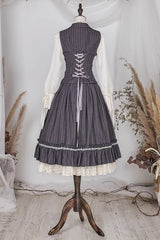 Multi-layer Striped Print Ruffle Sweet College Style Elegant Lolita Skirt 3 Colors - Product - 22