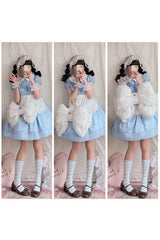White Big Bowknot Metal Heart Nameplate Lolita Backpack - Product - 7