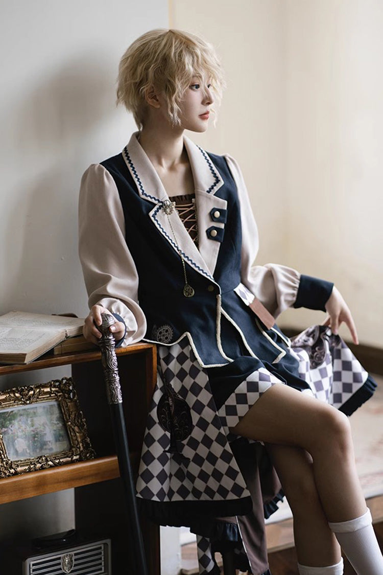 Multi-Color Time Traveler Embroidery Print Punk Ouji Fashion Lolita Set - Product - 4