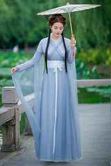 Blue Chinese Style Fairy Airy Sweet Hanfu Dress - Product - 2