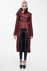 Red Short In Front And Long In Back Punk Long Leather Womens Coat - Product - 2