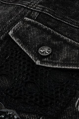 Black Rivets Lapel Collar Sleeveless Mens Steampunk Vintage Denim Vest - Product - 6