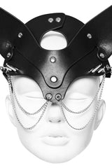 Black Metal Chain Fox Faux Leather Women's Steampunk Mask - Product - 5