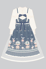 Blue Chiffon Flower Wedding Wearing Veil Princess Sweet Lolita JSK Dress - Product - 7