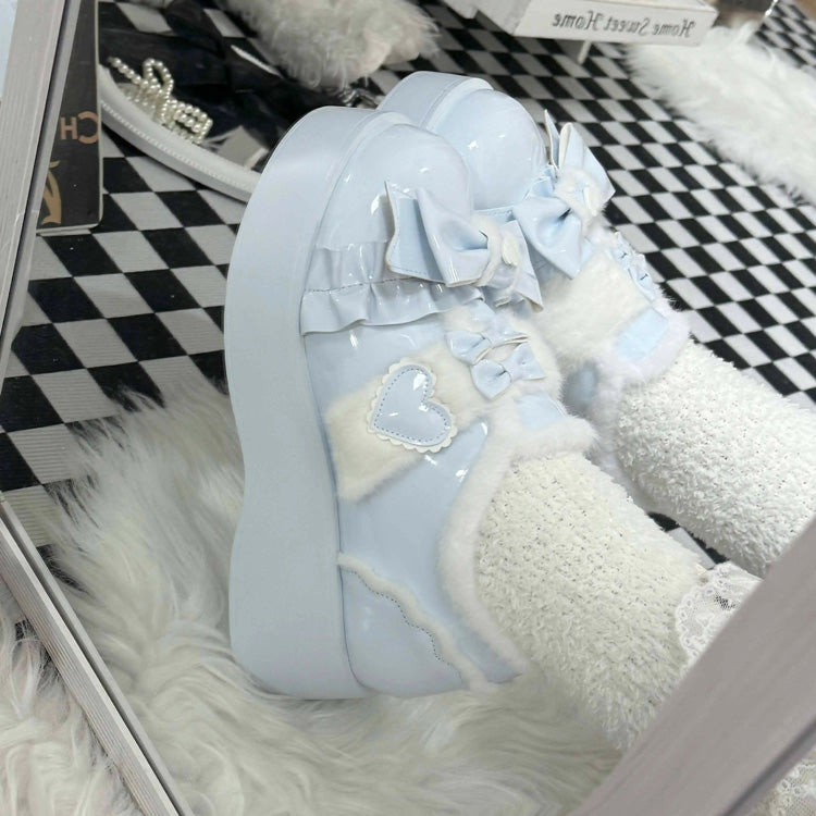 Plush and Thickened Bowknot Sweet Lolita Shoes 5 Colors - Product - 9