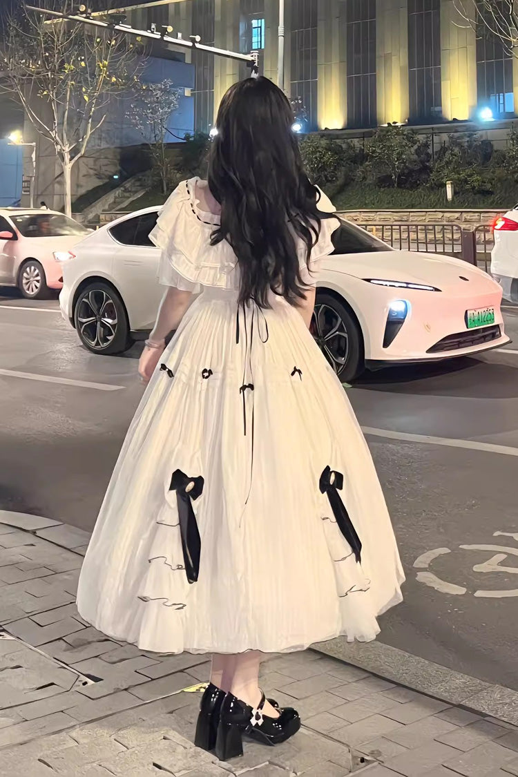 Ivory Off Shoulder Bowknot Sweet Elegant Princess Lolita Dress - Product - 4