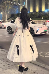Ivory Off Shoulder Bowknot Sweet Elegant Princess Lolita Dress - Product - 4
