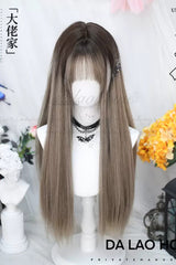 Beige/Gray Gradient Long Straight Sweet Lolita Wigs - Beige/Gray - 1