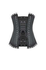Black Sleeveless Lace Irregular Lace-Up Women's Gothic Underbust Corset - Product - 14